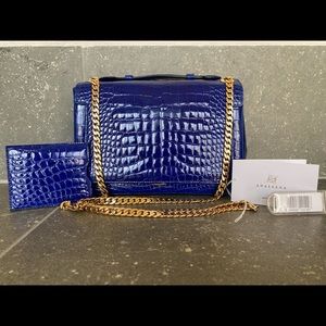 $16,000 Analeena Crocodile Skin Chancellor Crossbody Shoulder Bag In Blue- RARE!
